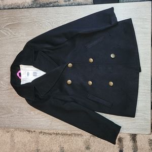 Girls Black Wool Peacoat